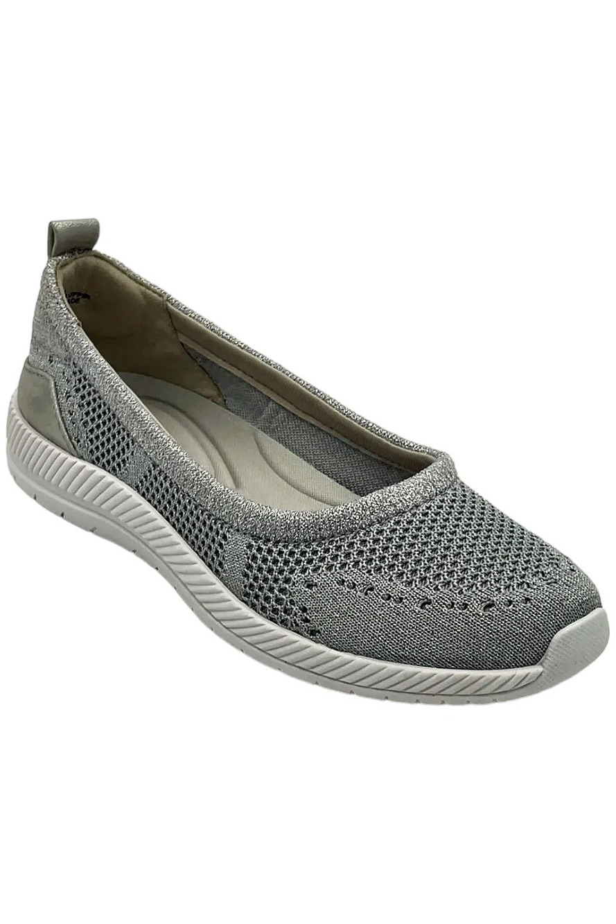 Easy Spirit Women's Glitz Casual Slip-On Walking Shoes Silver - Extra Wide